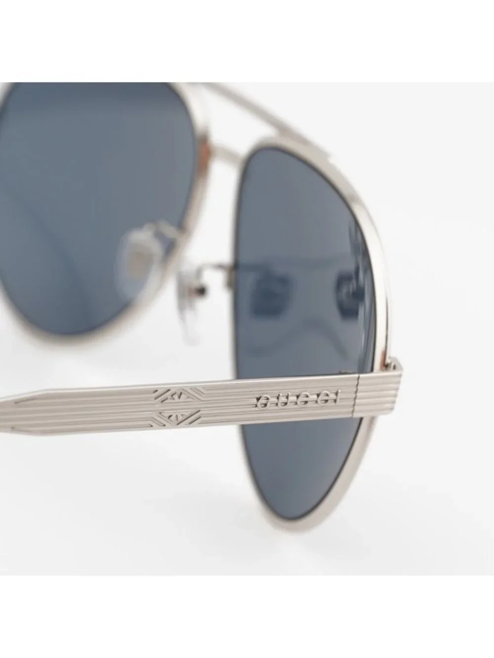 Gucci GG1513S 003 Sunglasses Silver Aviator Frame, Smoke Lenses